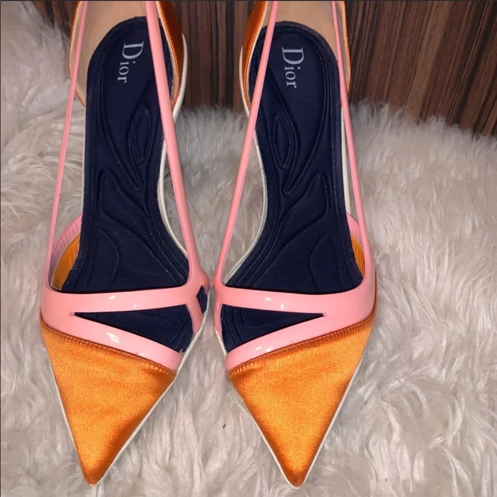 Dior Heels.  Vintage Pink and Orange Dior Heels - Picture 7 of 10